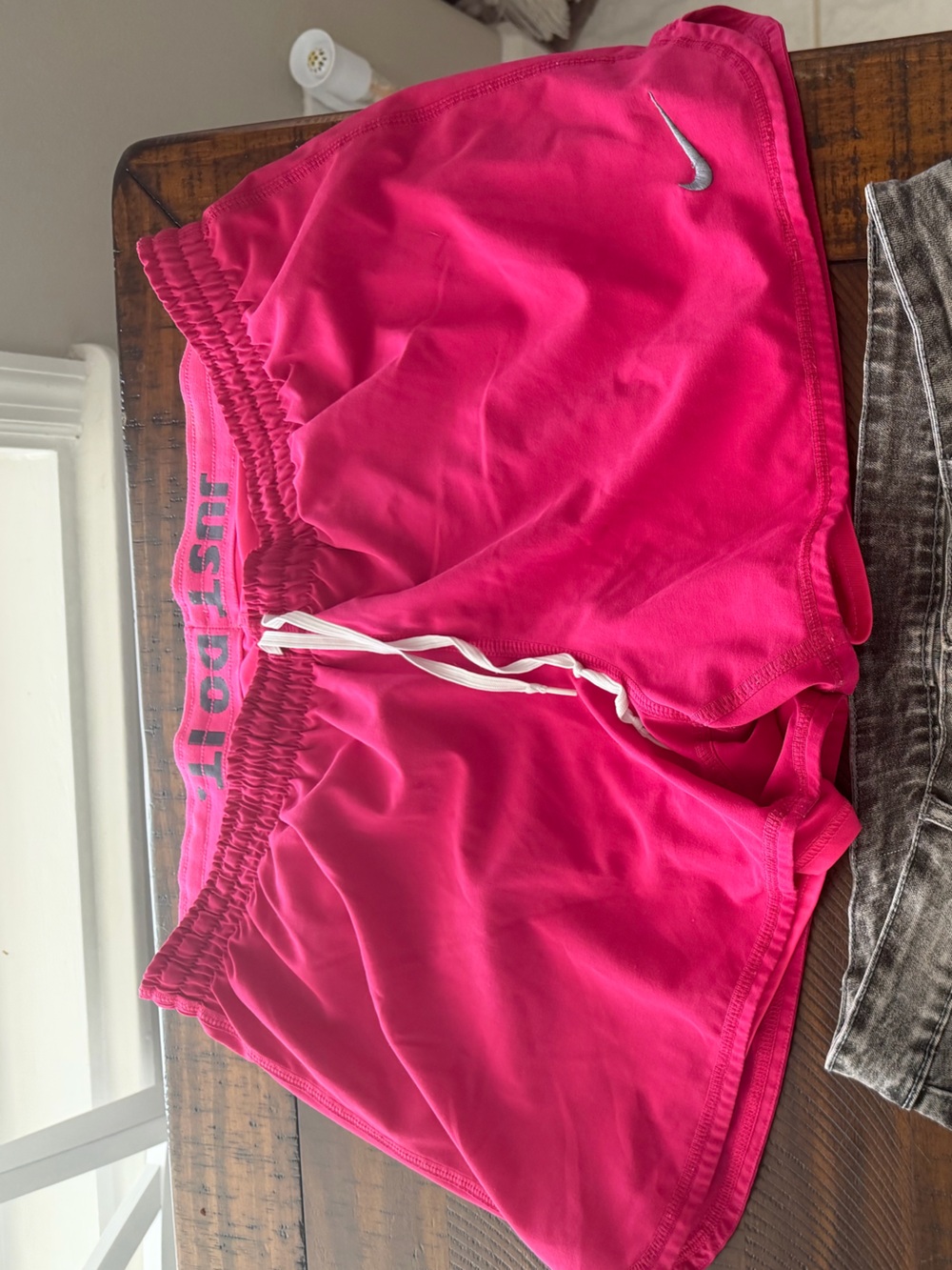 Nike Women's Hot Pink Athletic Shorts with White Drawstring